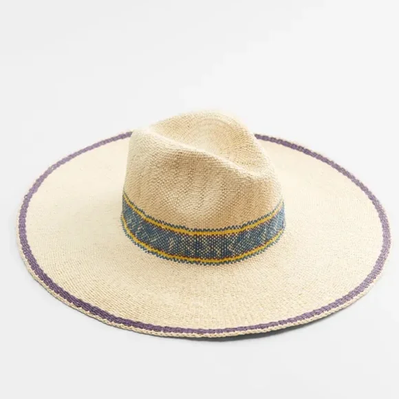 Zara Wide Brim Panama Beige & Multi-Colour Straw Woven Raffia Sun Hat I was searching this hat and finally @zara gave it to me  main image 2